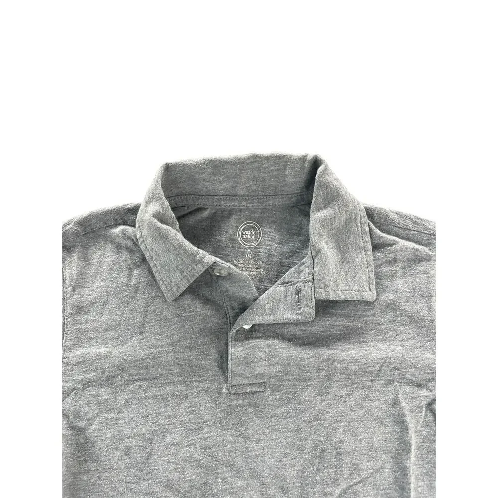 Wonder Nation Boys Gray Short Sleeve Collared Polo Shirt Youth Size Medium